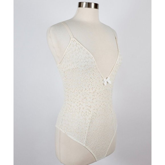 New Fleur du Mal sz L bodysuit off white ivory lace bow - Picture 4 of 12